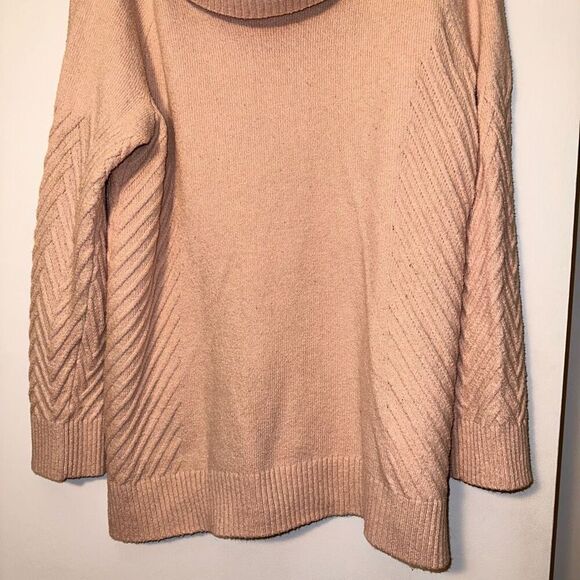 Calvin Klein Womens Light Pink Peach Oversized Cowl Neck Sweater - Size Large - Picture 2 of 10